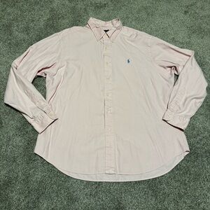 Ralph Lauren Men's XL Classic Fit Cotton Silk Blend Long Sleeve Pink Button Down